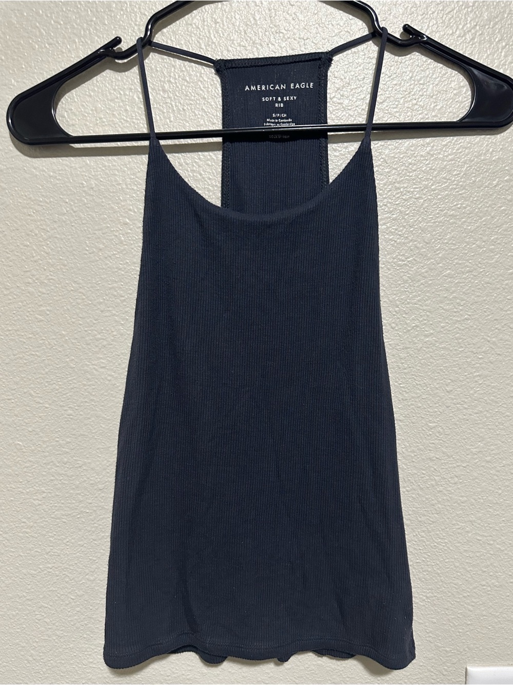 American Eagle Charcoal Grey Ribbed Tank Top